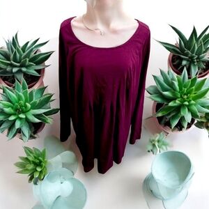 Women's Burgundy Long Sleeve Top